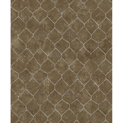 A-Street Prints Rauta Brass Hexagon Tile Wallpaper