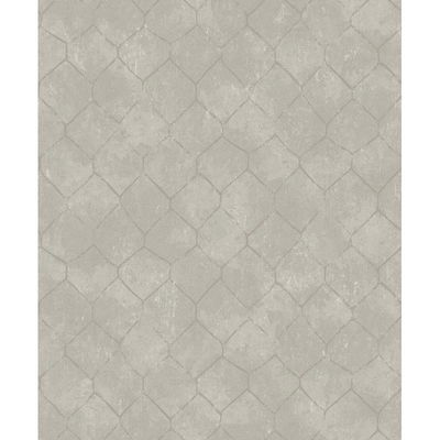 A-Street Prints Rauta Silver Hexagon Tile Wallpaper