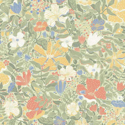 A-Street Prints Midsommar Sage Floral Medley Wallpaper