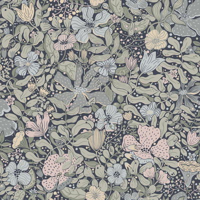 A-Street Prints Midsommar Dark Blue Floral Medley Wallpaper