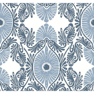 A-Street Prints Villa Blue Embellished Ogee Wallpaper