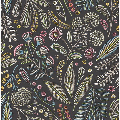 A-Street Prints Briar Charcoal Floral Wallpaper