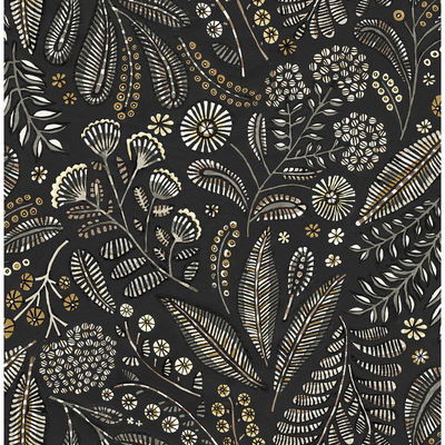 A-Street Prints Briar Black Floral Wallpaper