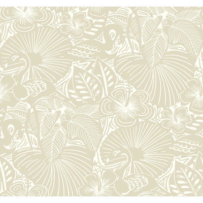A-Street Prints Idalia Beige Floral Flamingo Wallpaper