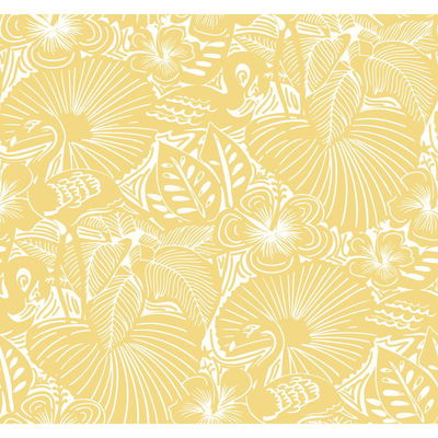 A-Street Prints Idalia Yellow Floral Flamingo Wallpaper