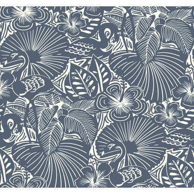 A-Street Prints Idalia Navy Floral Flamingo Wallpaper