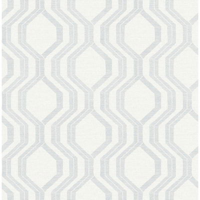 A-Street Prints Burton Silver Modern Ogee Wallpaper