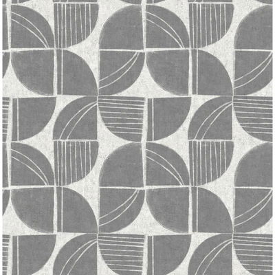 A-Street Prints Baxter Charcoal Semicircle Mosaic Wallpaper