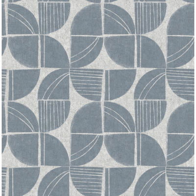 A-Street Prints Baxter Denim Semicircle Mosaic Wallpaper
