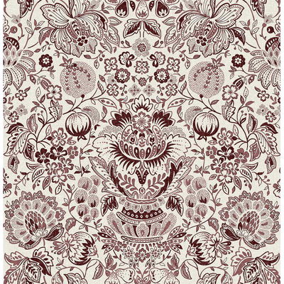 A-Street Prints Blanche Plum Floral Damask Wallpaper
