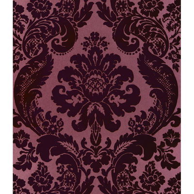 A-Street Prints Shadow Merlot Flocked Damask Wallpaper