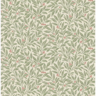Advantage Winter Berry Green Vine Wallpaper