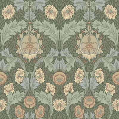 A-Street Prints Myrtle Sea Green Floral Ogee Wallpaper