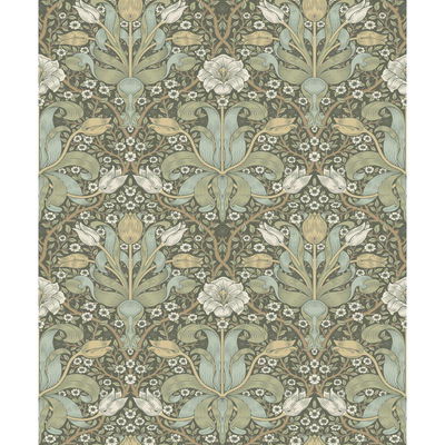 A-Street Prints Spring Thicket Green Tulip Damask Wallpaper