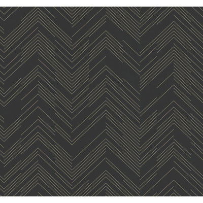 Warner Kian Black Modern Chevron Wallpaper