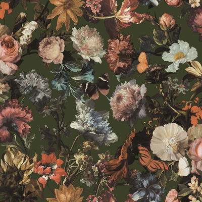 ESTA Home Zarinda Olive Flowers Wallpaper
