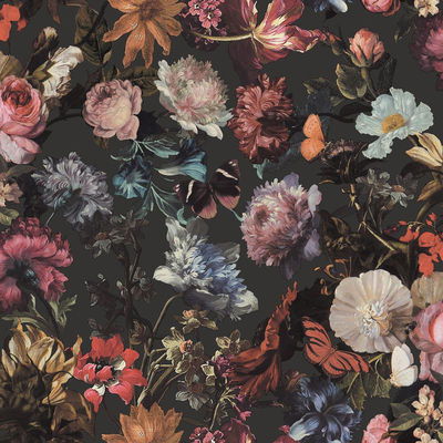 ESTA Home Zarinda Dark Grey Flowers Wallpaper