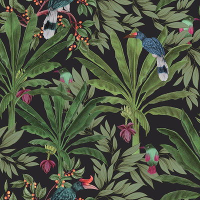 ESTA Home Carola Black Jungle Tropics Wallpaper