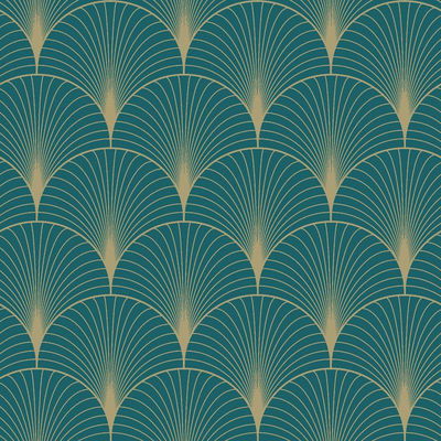 ESTA Home Lempicka Teal Art Deco Motif Wallpaper