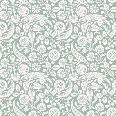 ESTA Home Cordelia Green Baroque Blooms Wallpaper