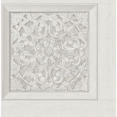 Fine Decor Albie Dove Carved Panel Wallpaper