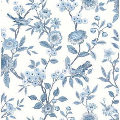 Fine Decor Elspeth Blue Floral Trail Wallpaper