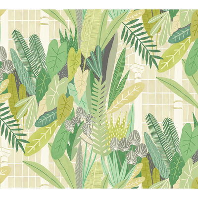 ohpopsi Glasshouse Green Tropical Damask Wallpaper