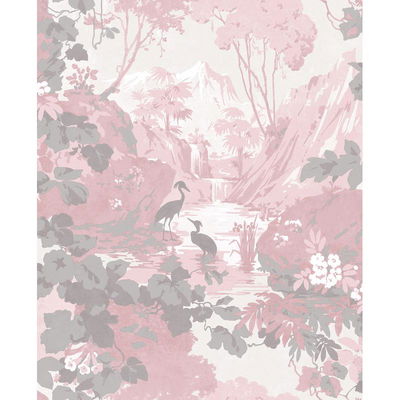 Eden Pink Crane Lagoon Wallpaper