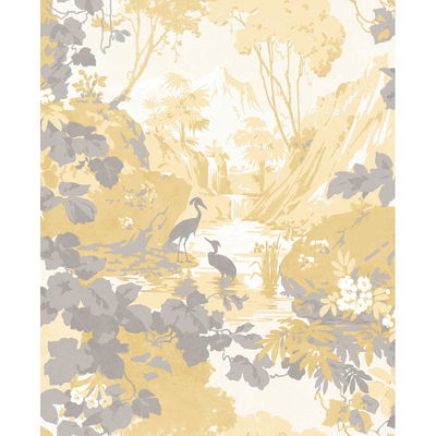 Eden Mustard Crane Lagoon Wallpaper