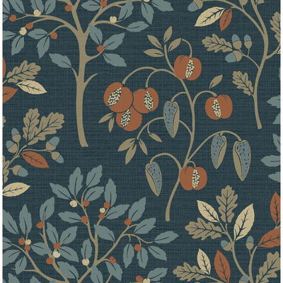 Fine Decor Rowan Navy Autumn Trees Wallpaper