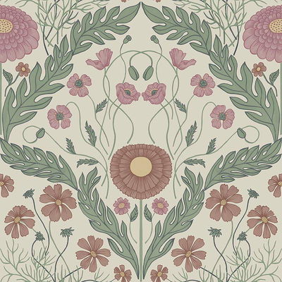 Midbec Marguerite Multicolor Damask Wallpaper
