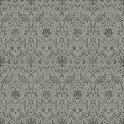 Midbec Ludvig Dark Grey Floral Ogee Wallpaper