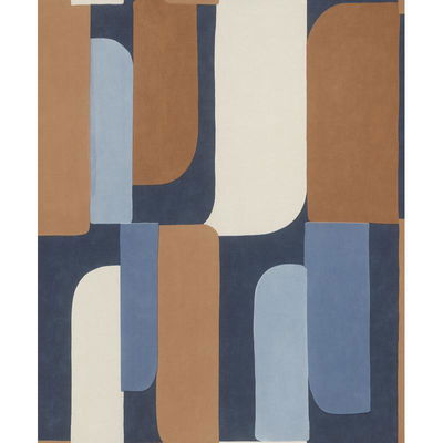 Rasch Derain Blue Geometric Wallpaper