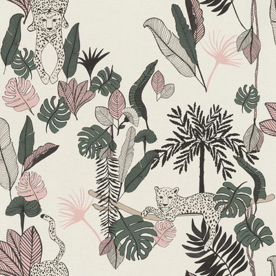 Rasch Tadoba Pink Jaguar Grove Wallpaper