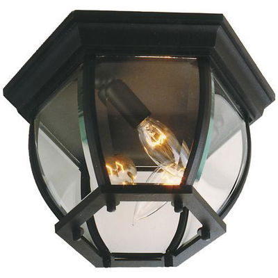 Bent Glass 3 Light Outdoor Flushmount in Textured Black