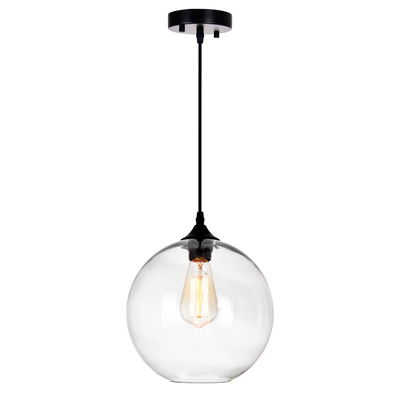Glass 1 Light Down Mini Pendant With Clear Finish In Black