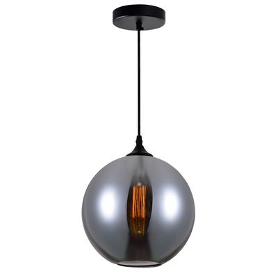 Glass 1 Light Down Mini Pendant With Smoke Finish In Black