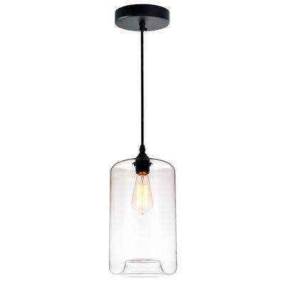Glass 1 Light Down Mini Pendant With Clear Finish In Black