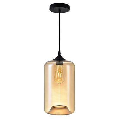 Glass 1 Light Down Mini Pendant With Cognac Finish In Black