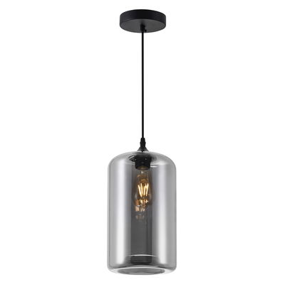 Glass 1 Light Down Mini Pendant With Smoke Finish In Black