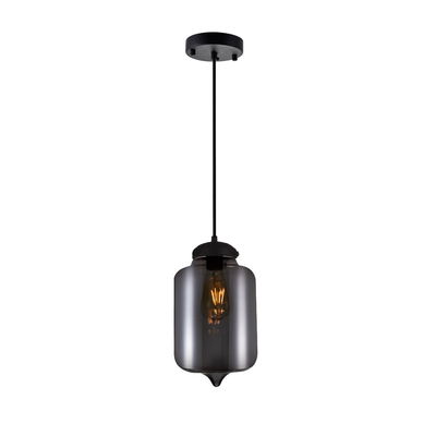 Glass 1 Light Down Mini Pendant With Smoke Finish In Black