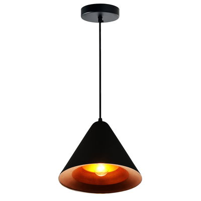 Keila 1 Light Down Pendant With & Gold Finish In Black
