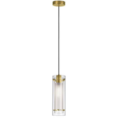 Pasha 1 Light Incandescent Pendant, Aged Brass with Clear / Frosted Glass