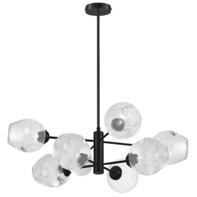 Abii 8 Light Halogen Matte Black Pendant w/ Clear Glass 