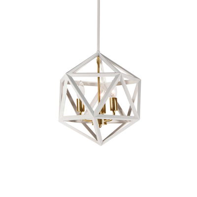 Archello 3 Light Chandelier, Matte White with Vintage Bronze Accents