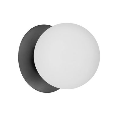 Burlat 1 Light Incandescent Wall Sconce, Matte Black with White Glass