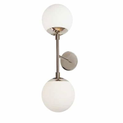 Dayana 2 Light Halogen Polished Chrome Wall Sconce w/ White Glass
