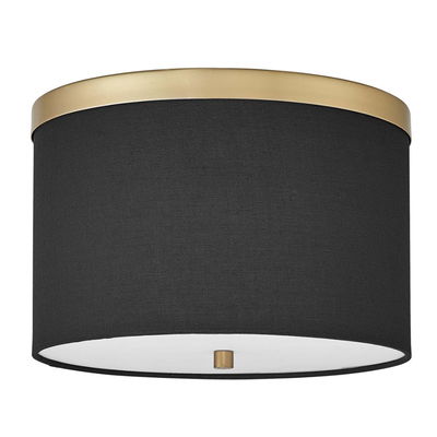 Frederica 2 Light Flush Mount Aged Brass with Black Shade