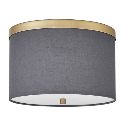 Frederica 2 Light Flush Mount Aged Brass with Grey Shade