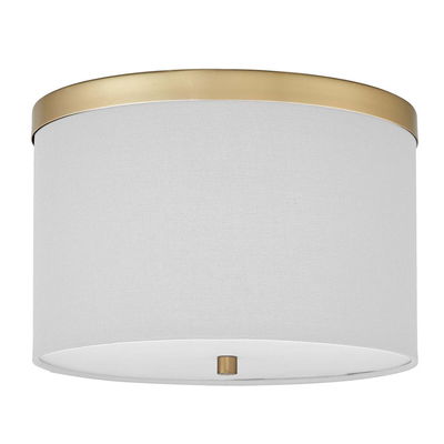 Frederica 2 Light Flush Mount Aged Brass with White Shade